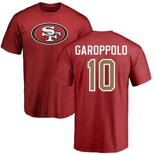Men San Francisco 49ers Red Jimmy Garoppolo Name and Number Logo #10 NFL T Shirt